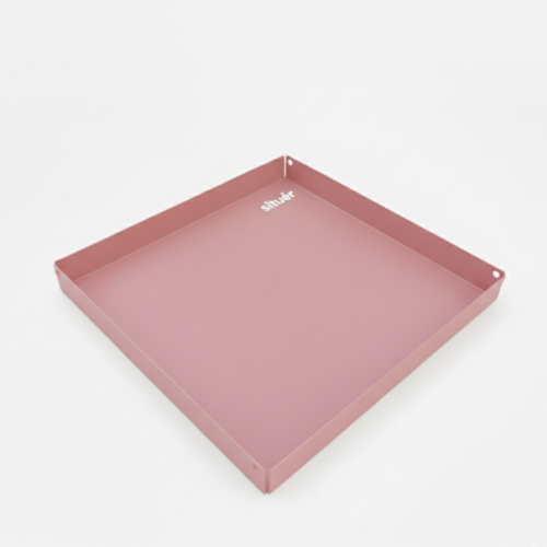 Vassoio Metallico Quadrato di Design colore Rosa 20x20 cm