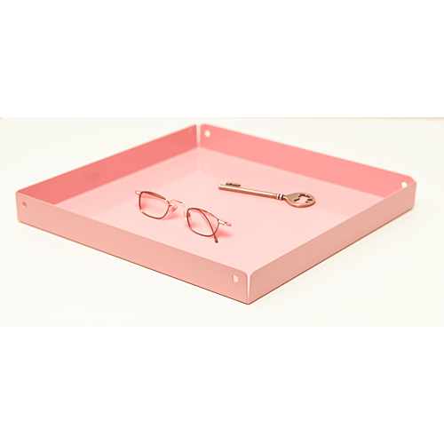 Vassoio Metallico Quadrato di Design colore Rosa 20x20 cm