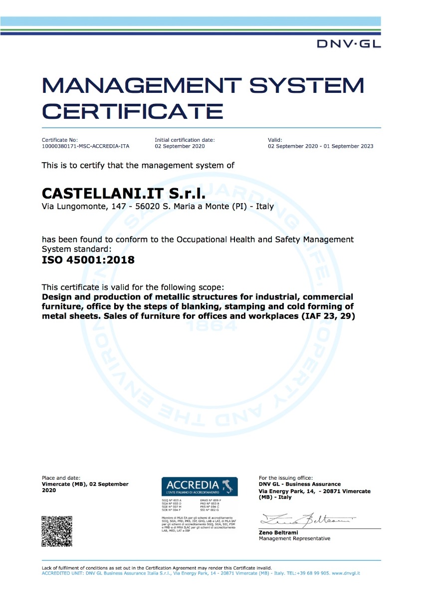 Certificato ISO 45001 - ENG